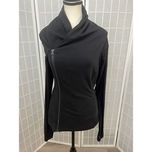 Lululemon Women’s Sz 8 Black Bhakti Jacket Asymmetrical Double Zip Yoga